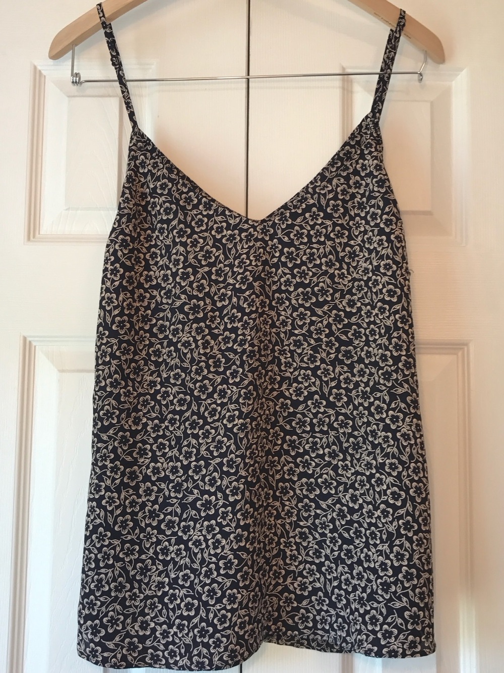 Reformation Navy & Cream Floral V-Neck Spaghetti Strap Camisole